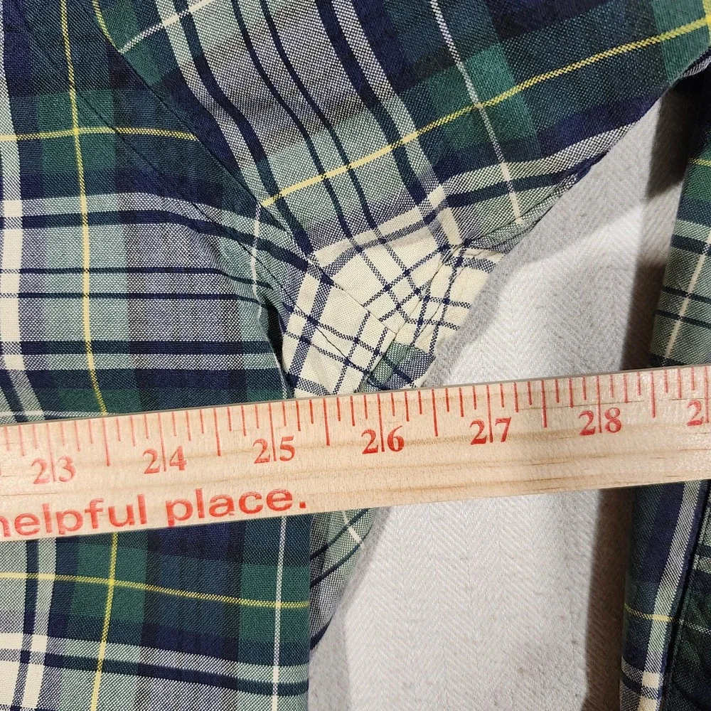 Polo Ralph Lauren Blake Mens Large Green Navy Plaid Cotton Button Down Shirt